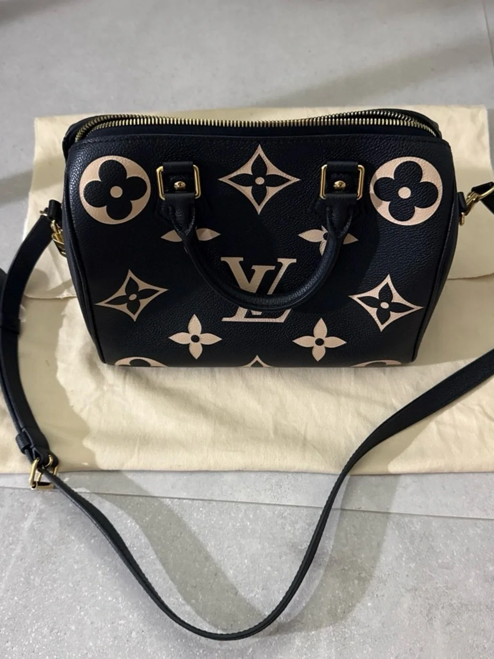 Louis Vuitton Black & Cream Monogram Alma BB Satchel